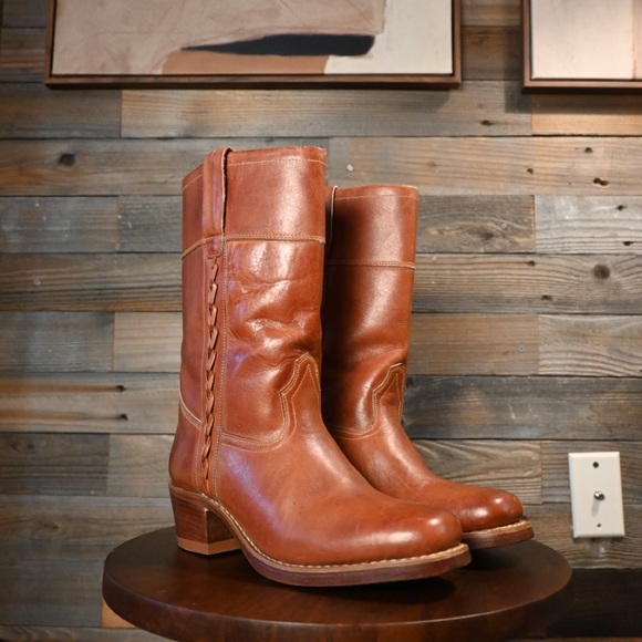 Vintage Dunham Leather Boots - Campus Style Braided Style Made in Brazil